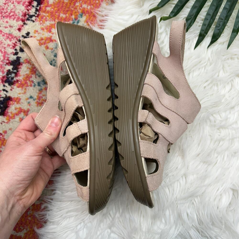 Skechers Pink Platform Wedge Sandal 10 Suede Ankle Strap Summer Comfy - Picture 5 of 8